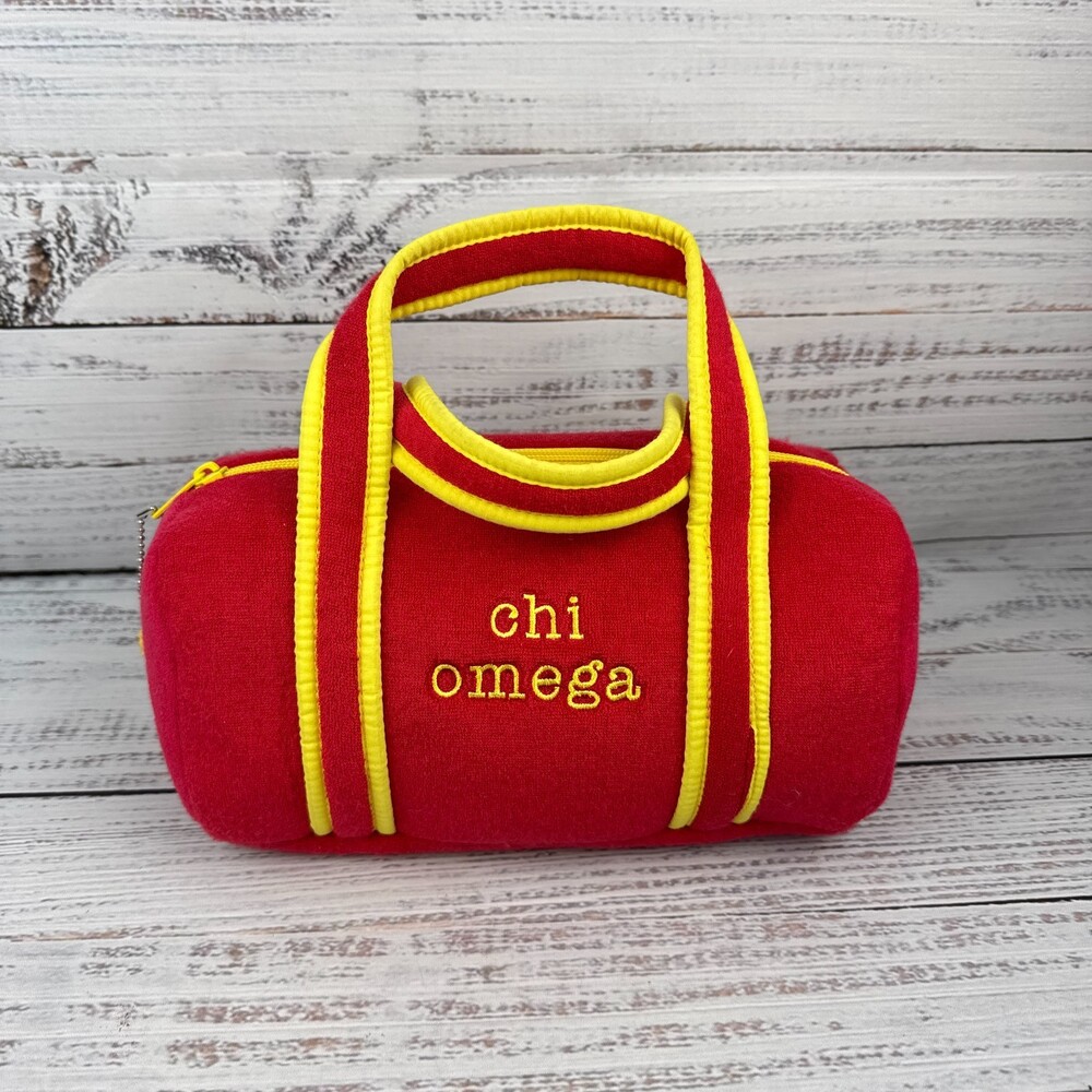 Chi Omega Sorority Small Duffle Bag Red Yellow